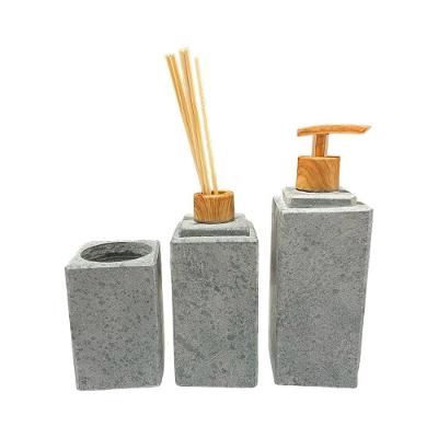Kit Banheiro Bancada Lavabo Luxo Pedra Sabão Amadeirado N06.