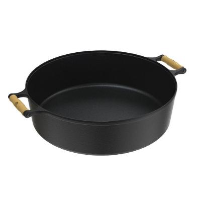 Panela Caçarola Ferro Fundido Alça Madeira Sem Tampa 25l N50.
