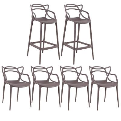 4 Cadeiras + 2 Banquetas Altas Masters Allegra Fendi