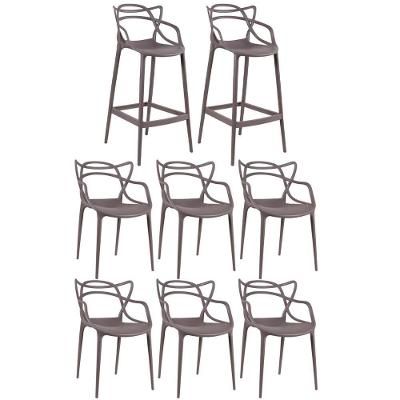 6 Cadeiras + 2 Banquetas Altas Masters Allegra Fendi