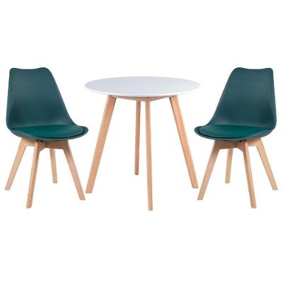 Mesa De Jantar Redonda 70cm Branco + 2 Cadeiras Verde Escuro