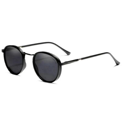 Óculos De Sol Polarizados Unissex Vintage Redondos Proteção Uv400 Preto
