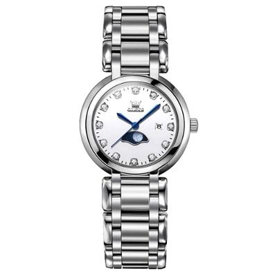 Relógio De Pulso Feminino Lua Minimalista Em Aço Inoxidável Prata