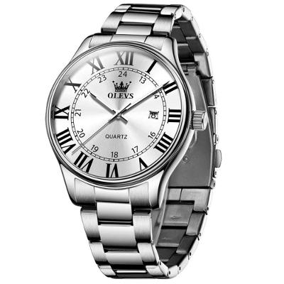 Relógio Masculino Em Aço Inoxidável Quartzo Escala Romana Moda Classica Branco