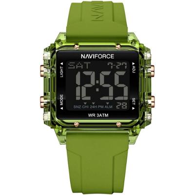 Relógio Esportivo Feminino Quadrado Digital Pulseira De Silicone Verde Musgo
