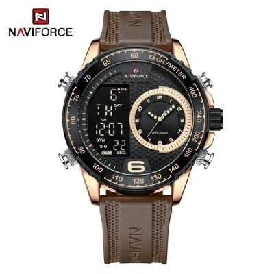 Relógio Masculino De Quartzo Duplo Display De Luxo Marrom