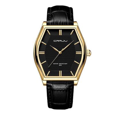 Relógio Crrju Negócios Casual De Pulso De Quartzo Preto Dourado