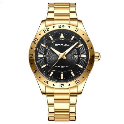Relógio De Quartzo Design Ouro Aço Inoxidável Com Ponteiross Preto Dourado