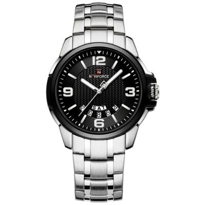 Relógio De Pulso Em Aço Inoxidável Clássico Esportivo Nf9215s Preto