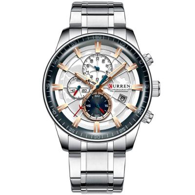 Relógio De Pulso Esportivo Masculino Com Pulseira De Aço Inoxidável Prata Rose