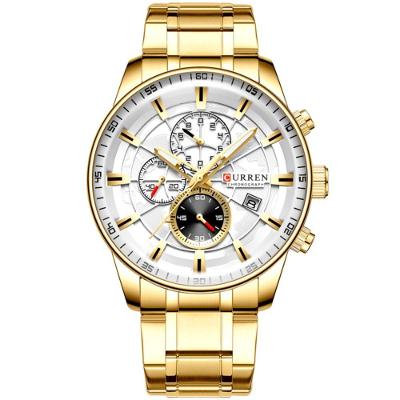 Relógio De Pulso Esportivo Masculino Com Pulseira De Aço Inoxidável Dourado