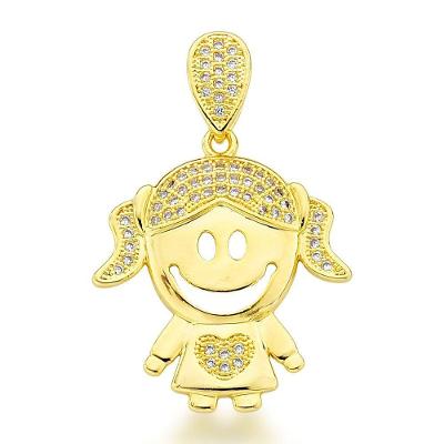 Pingente Filhos Cravejados Com Zirconias Banhado A Ouro 18k - Menino
