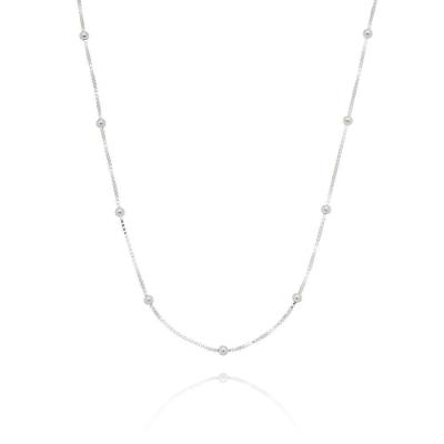 Corrente Colar Veneziana Com Bolinhas Prata 925- 60cm