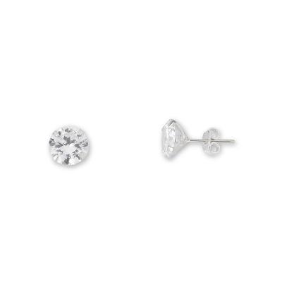 Brinco Ponto De Luz Zirconia Redonda Unissex Prata 925