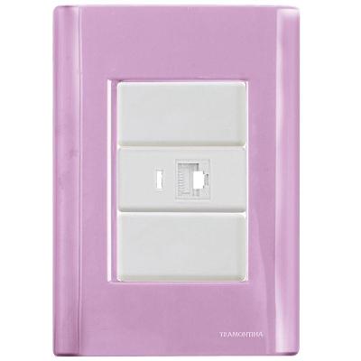 Cj Tomada Rj45 Rj 45 Ethernet Giz Rosa Tramontina Completo Pronto Tramontina