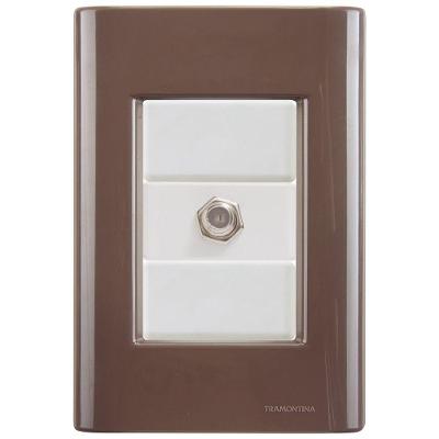 Cj Tomada Conexão Tv Sat Coaxial Giz Café Tramontina Completo Pronto Tramontina