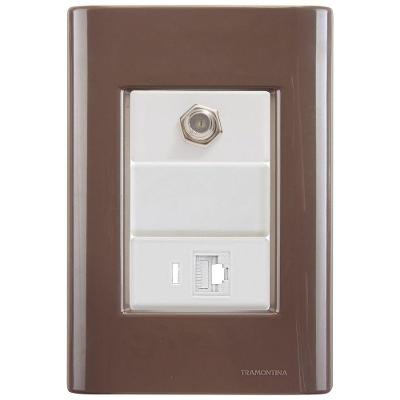 Cj Tomadas Rj45 Ethernet + Tv Coaxial Giz Café Tramontina Completo Pronto Tramontina