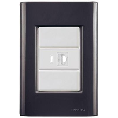 Cj Tomada Rj45 Rj 45 Ethernet Giz Grafite Tramontina Completo Pronto Tramontina