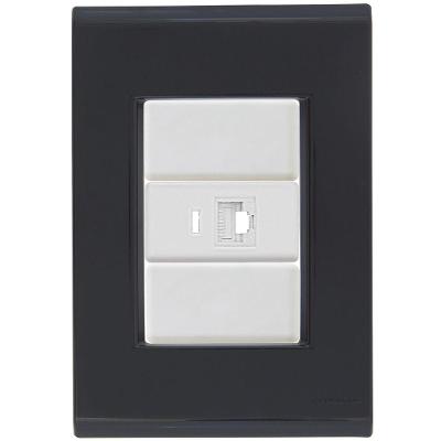 Cj Tomada Rj45 Rj 45 Ethernet Liz Grafite Tramontina Completo Pronto Tramontina