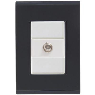Cj Tomada Conexão Tv Sat Coaxial Liz Grafite Tramontina Completo Pronto Tramontina