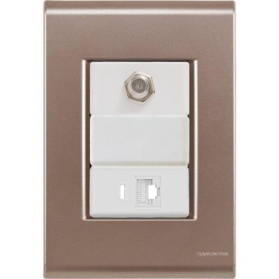 Cj Tomadas Rj45 Ethernet + Tv Coaxial Liz Ouro Velho Tramontina Completo Pronto Tramontina