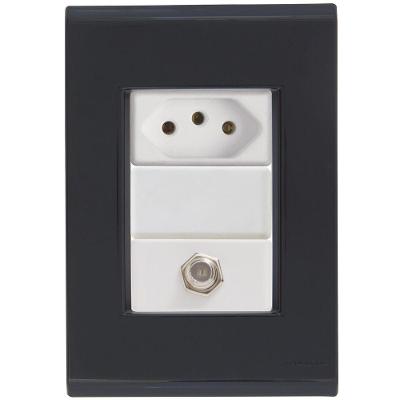 Cj Tomadas 10a E Tv Sat Coaxial Liz Grafite Tramontina Completo Pronto Tramontina
