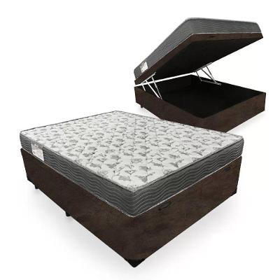 Cama Box Baú Casal Suede + Colchão De Espuma D33 - Sereneprime - 138cm Marrom.