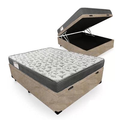 Cama Box Baú Casal Suede + Colchão De Espuma D33 - Sereneprime - 138cm Bege.