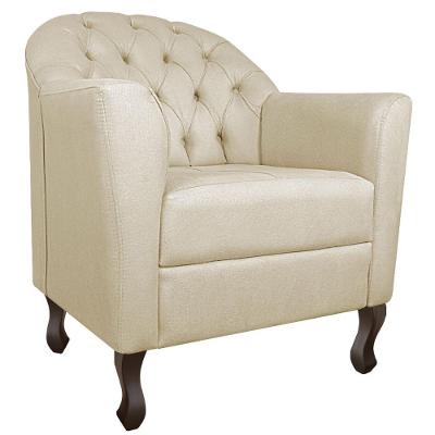 Poltrona Decorativa Julia Linho - Adj Decor Cor Bege