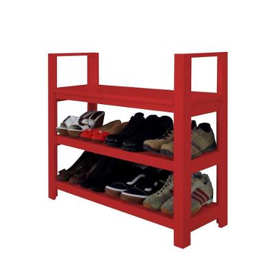Sapateira Banco Com Braço De Piso Para Closets E Quartos 8 Pares Sapatos Vermelho Laca
