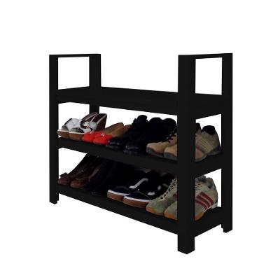 Sapateira Banco Com Braço De Piso Para Closets E Quartos 8 Pares Sapatos Preto Laca