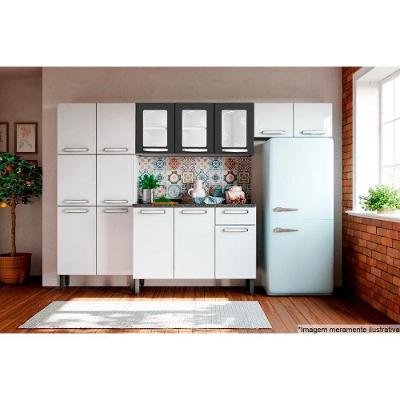 Kit de Cozinha Completa 4 Peças Evidence  (2 Armários + 1 Balcão + 1 Paneleiro) C4P50 Branco/Preto - Bertolini