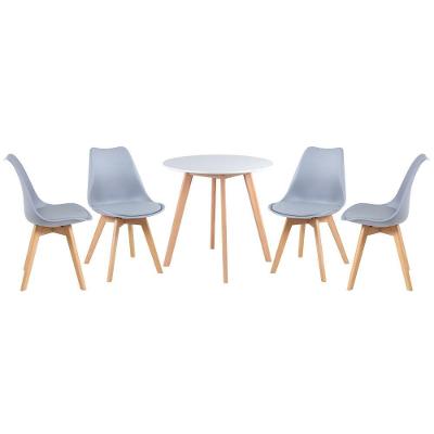 Mesa De Jantar Redonda 70cm Branco + 4 Cadeiras Cinza Claro