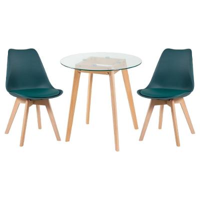 Mesa Redonda 70cm + 2 Cadeiras Verde Escuro Verde-Escuro