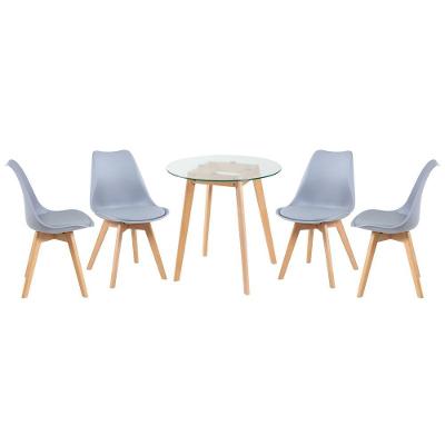 Mesa Redonda 70cm + 4 Cadeiras Cinza Claro Cinza-Claro