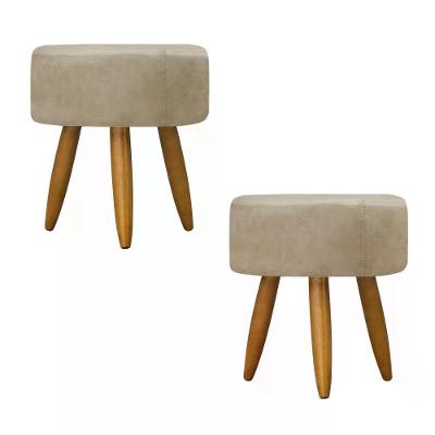 Kit 02 Puff Decorativo Redondo - Cappuccino Cappuccino