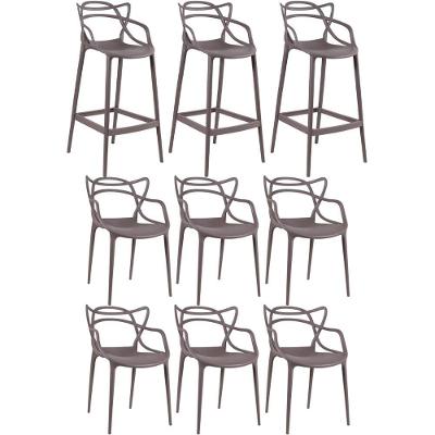 6 Cadeiras + 3 Banquetas Altas Masters Allegra Fendi