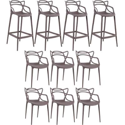 6 Cadeiras + 4 Banquetas Altas Masters Allegra Fendi