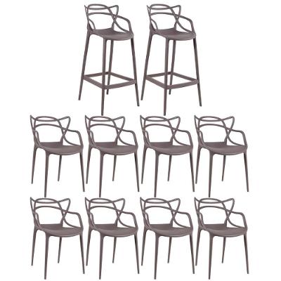 8 Cadeiras + 2 Banquetas Altas Masters Allegra Fendi