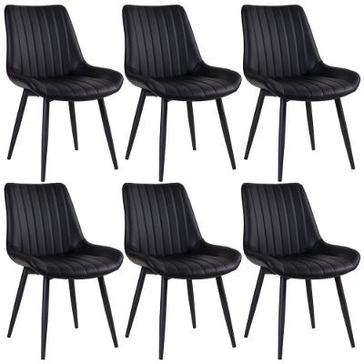 6 Cadeiras Estofadas Design Industrial Chicago Preto