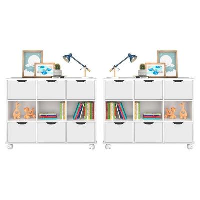 Kit 2 Nichos Organizadores Com Rodízios Toy 6 Gavetas Branco