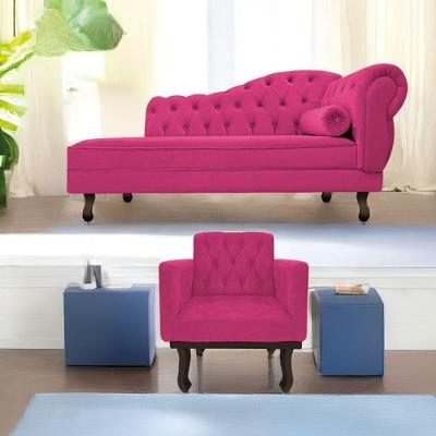 Kit Diva Recamier Diana 160Cm Lado Esquerdo E 01 Poltrona Classic Suede - Amarena Móveis Pink