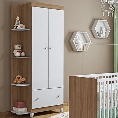 Guarda Roupa Quarto Infantil Gutti Com 2 Portas E 1 Gaveta Branco/amendoa Branco/amendoa