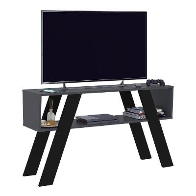 Rack Tv Até 55" Retrô 119cm Multimóveis Cr45216 Grafite/preto Grafite/preto