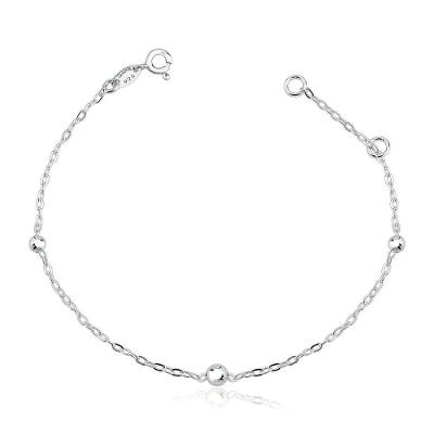 Tornozeleira Bolas 3mm 4mm Prata925 - 25cm