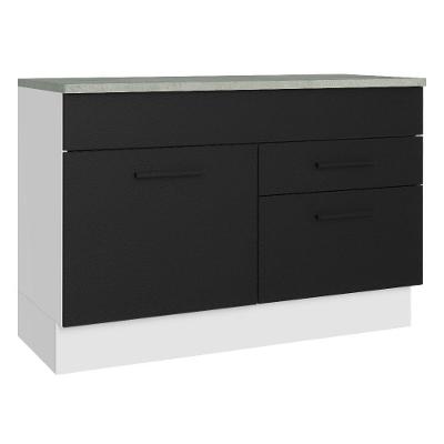 Balcão De Pia Cozinha 1 Porta E 2 Gavetas (com Tampo) Branco/preto Agata Madesa Branco/preto