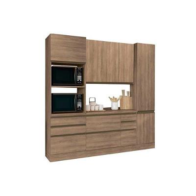 Kit De Cozinha Completa 5 Peças Maxxi (1 Armário 1 Balcão 2 Paneleiros 1 Complemento) C5p27 Nogal