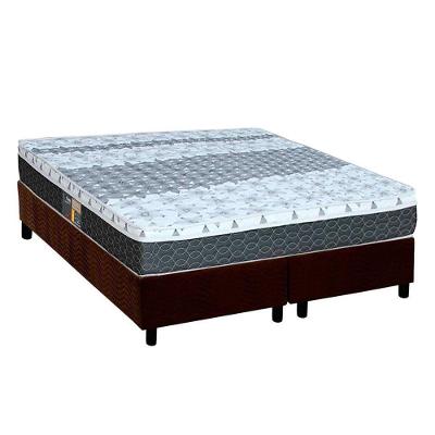 Cama Box King: Colchão Molas Bonnel System Class + Base Crc Suede Brown(193x203)