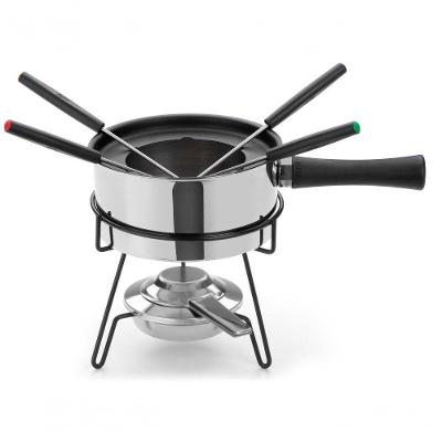Aparelho De Fondue 9 Peças Panela De Aço Inox 1 Litro Para Carne Conjunto Serviço Kit óleo
