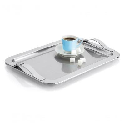Bandeja Retangular Inox 35x25 Cm Com Alças Multiuso Servir Decorativa Casa Cozinha Bar Bebidas